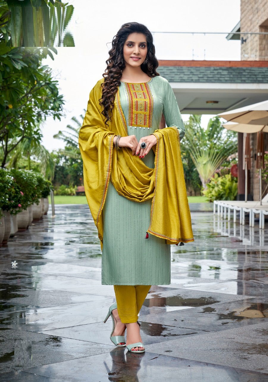 Wooglee Destiny 2 Festive Wear Heavy Fancy Viscose Weaving With Lurex Kurti With Botton And Dupatta